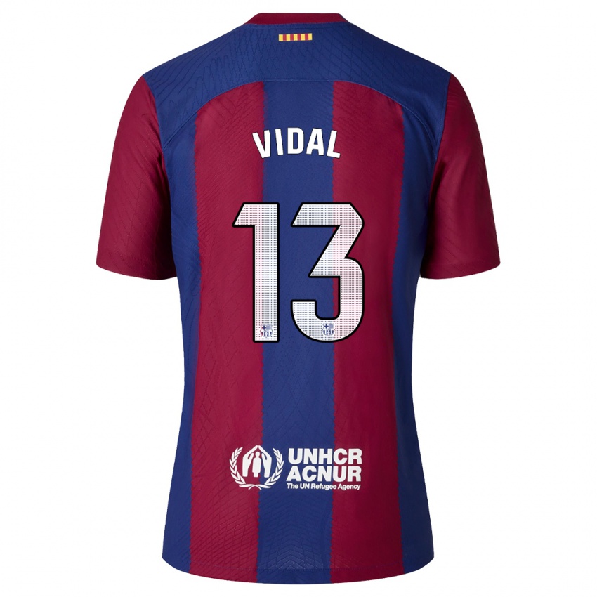 Hombre Camiseta Marc Vidal #13 Rojo Azul 1ª Equipación 2023/24 La Camisa Chile
