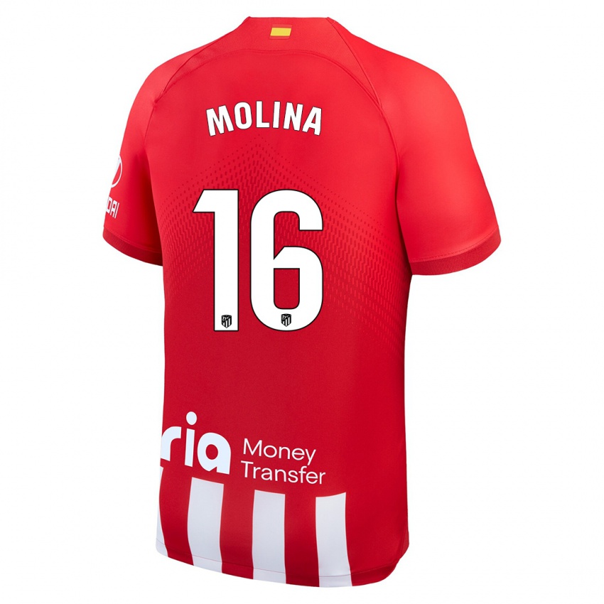 Hombre Camiseta Nahuel Molina #16 Rojo Blanco 1ª Equipación 2023/24 La Camisa Chile
