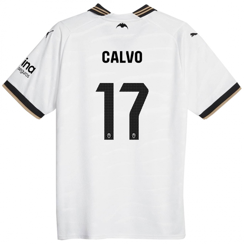 Hombre Camiseta Borja Calvo #17 Blanco 1ª Equipación 2023/24 La Camisa Chile