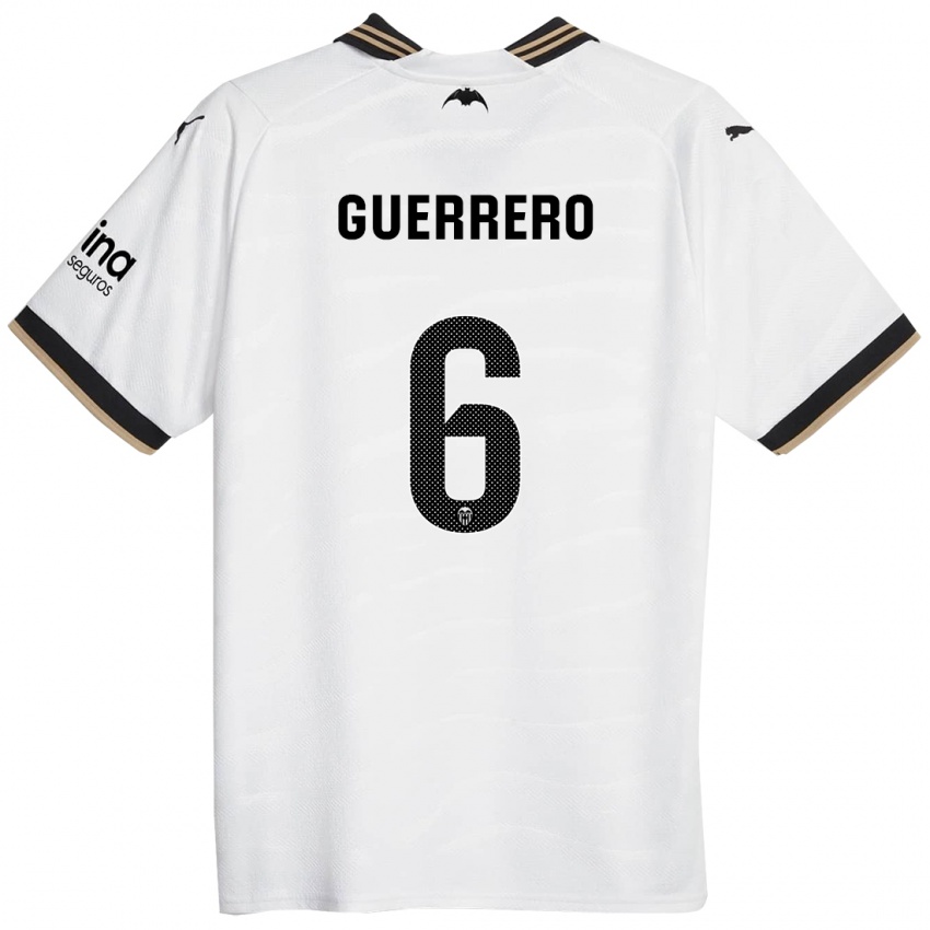Hombre Camiseta Paula Guerrero #6 Blanco 1ª Equipación 2023/24 La Camisa Chile