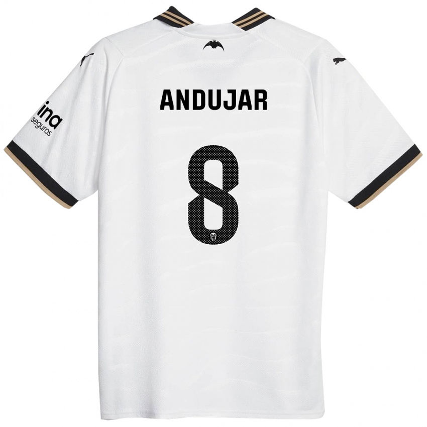 Hombre Camiseta Candela Andujar #8 Blanco 1ª Equipación 2023/24 La Camisa Chile