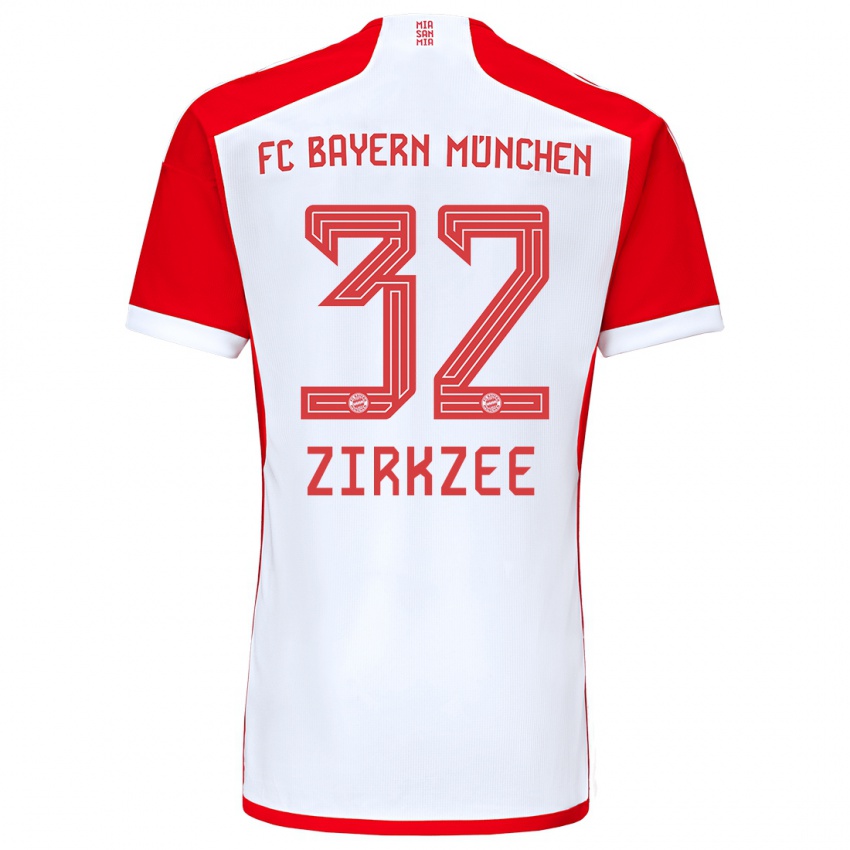 Hombre Camiseta Joshua Zirkzee #32 Rojo Blanco 1ª Equipación 2023/24 La Camisa Chile