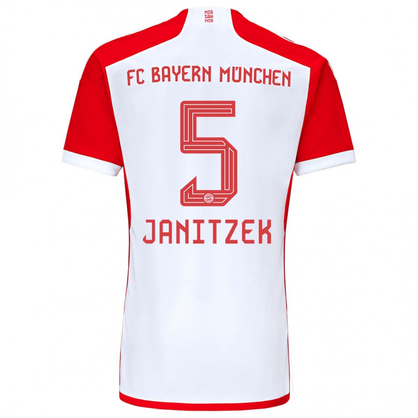 Hombre Camiseta Justin Janitzek #5 Rojo Blanco 1ª Equipación 2023/24 La Camisa Chile