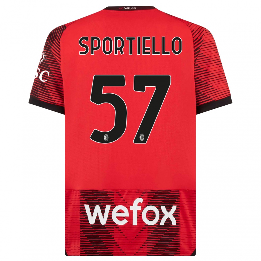 Hombre Camiseta Marco Sportiello #57 Negro Rojo 1ª Equipación 2023/24 La Camisa Chile