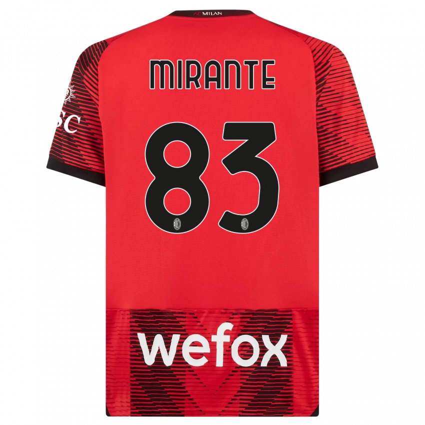 Hombre Camiseta Antonio Mirante #83 Negro Rojo 1ª Equipación 2023/24 La Camisa Chile
