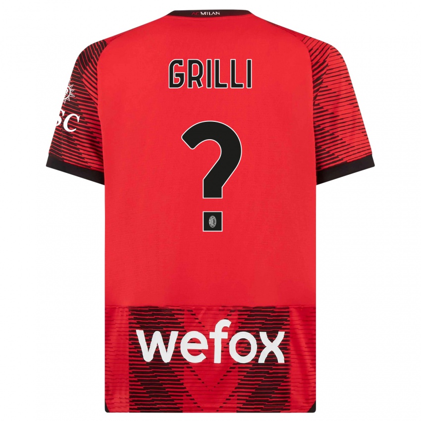 Hombre Camiseta Lorenzo Grilli #0 Negro Rojo 1ª Equipación 2023/24 La Camisa Chile