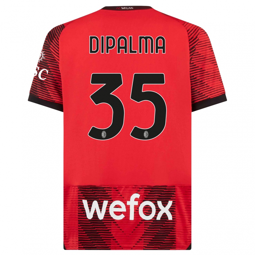 Hombre Camiseta Matteo Dipalma #35 Negro Rojo 1ª Equipación 2023/24 La Camisa Chile