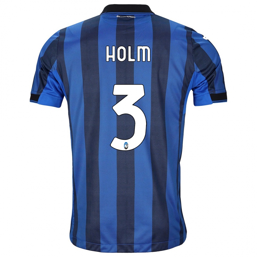 Hombre Camiseta Emil Holm #3 Azul Negro 1ª Equipación 2023/24 La Camisa Chile