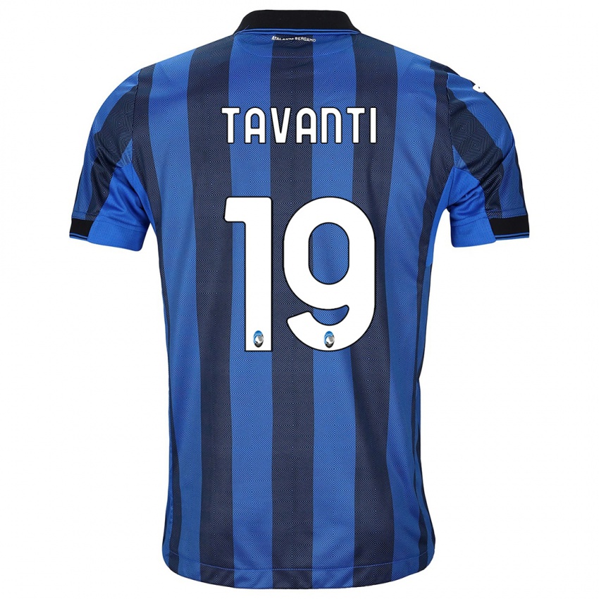 Hombre Camiseta Mattia Tavanti #19 Azul Negro 1ª Equipación 2023/24 La Camisa Chile