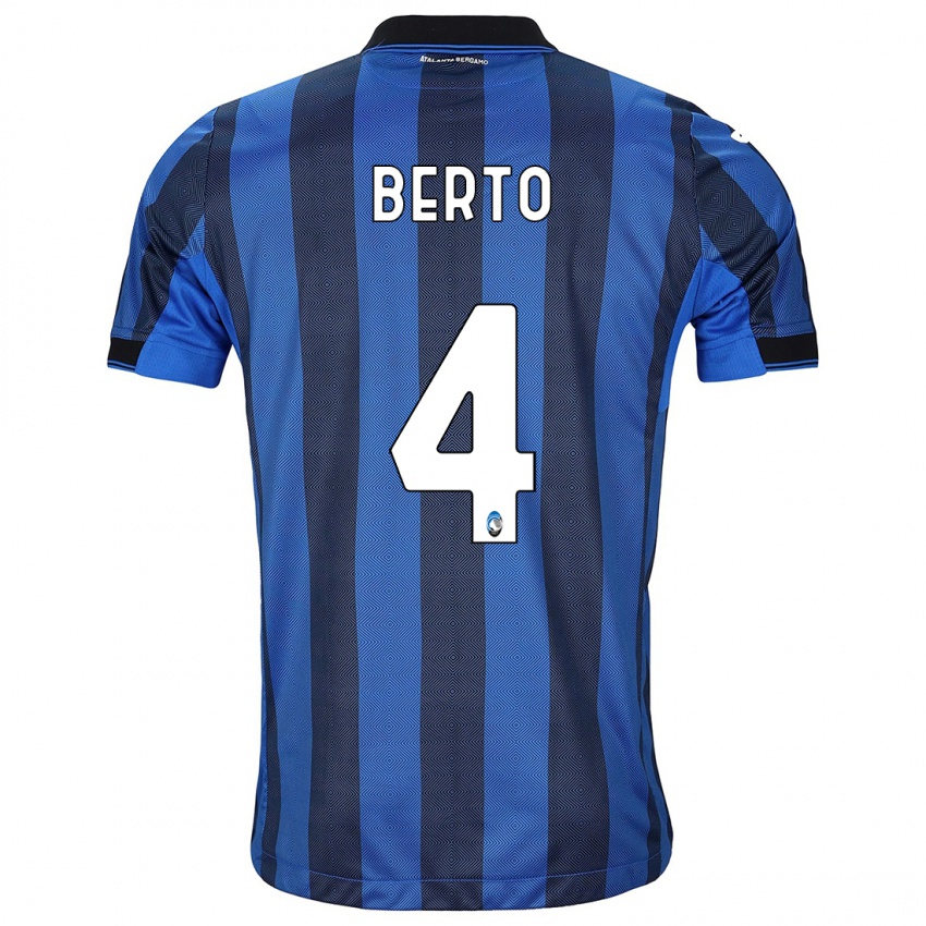 Hombre Camiseta Gabriele Berto #4 Azul Negro 1ª Equipación 2023/24 La Camisa Chile