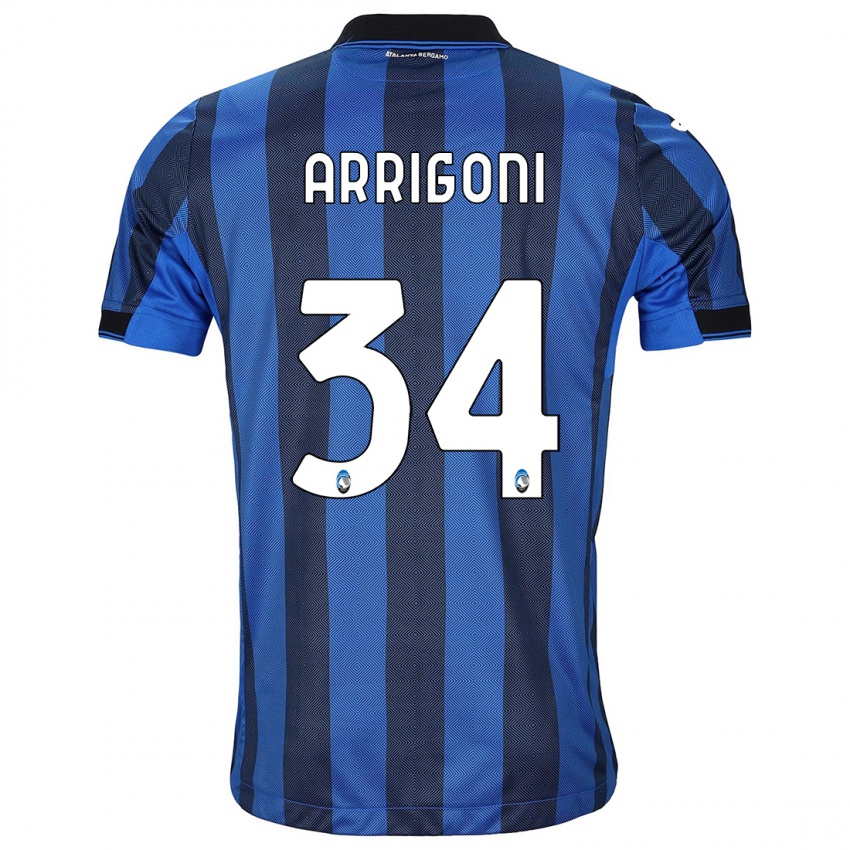 Hombre Camiseta Mattia Arrigoni #34 Azul Negro 1ª Equipación 2023/24 La Camisa Chile
