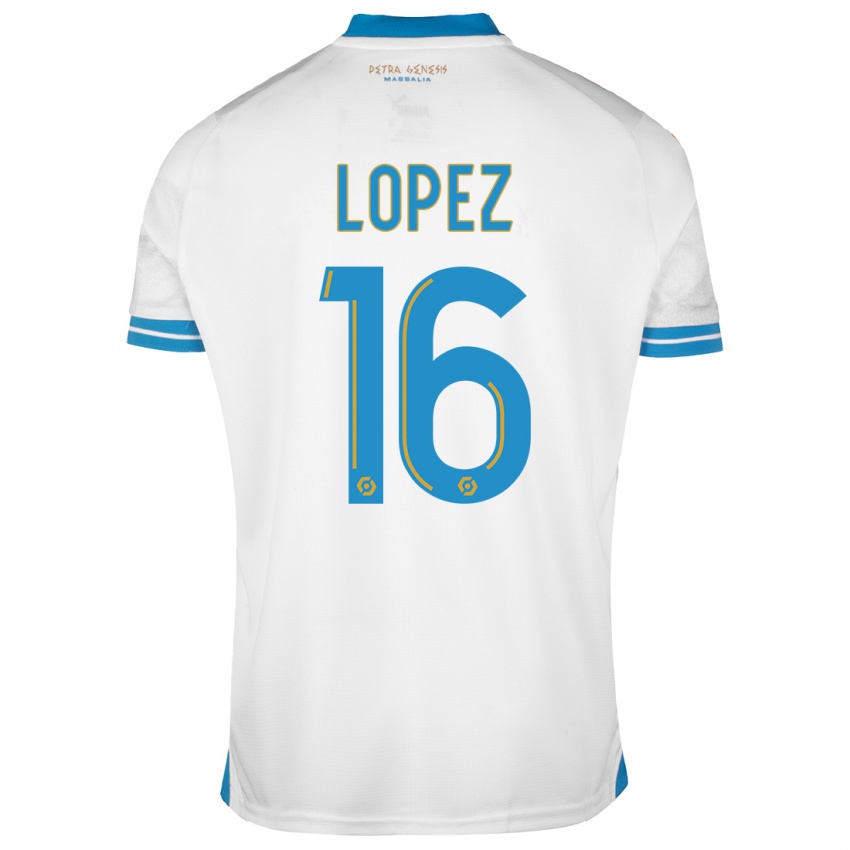 Hombre Camiseta Pau Lopez #16 Blanco 1ª Equipación 2023/24 La Camisa Chile