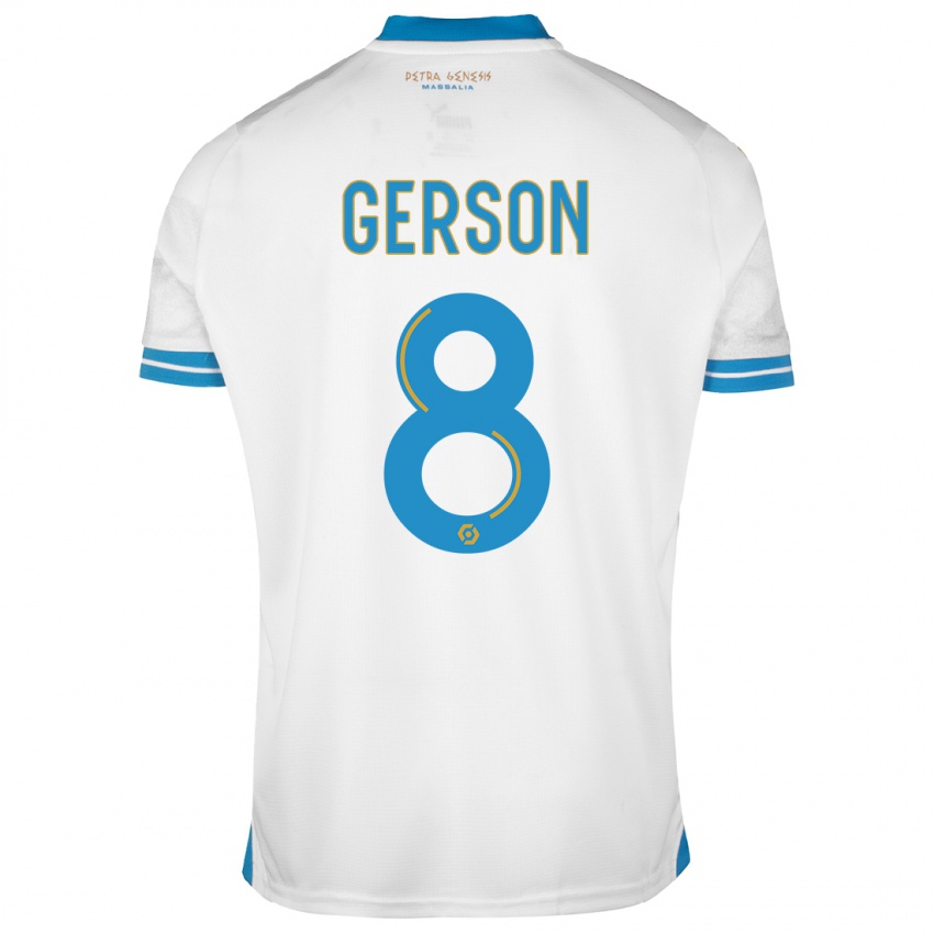 Hombre Camiseta Gerson #8 Blanco 1ª Equipación 2023/24 La Camisa Chile