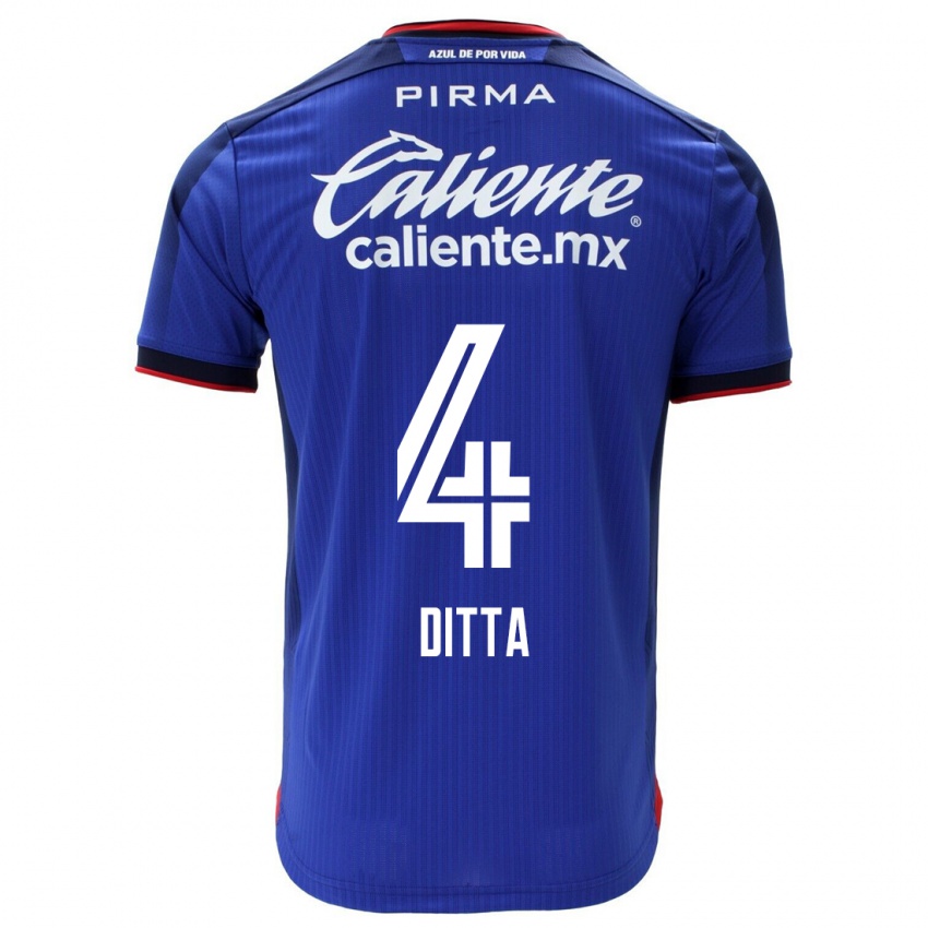 Hombre Camiseta Willer Ditta #4 Azul 1ª Equipación 2023/24 La Camisa Chile