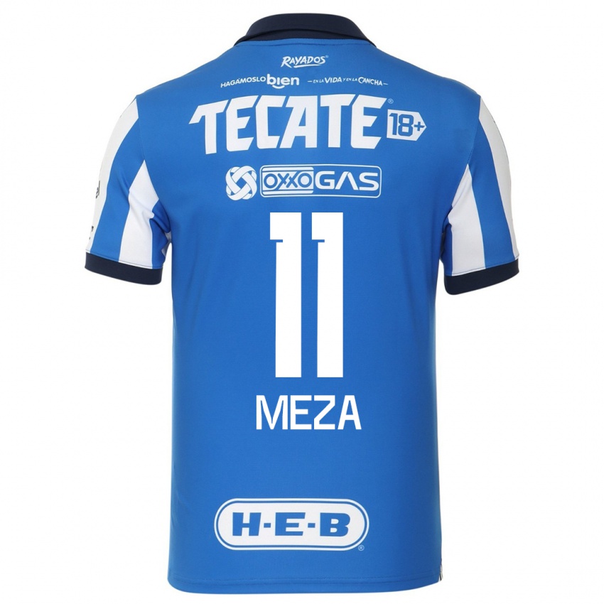 Hombre Camiseta Maximiliano Meza #11 Azul Blanco 1ª Equipación 2023/24 La Camisa Chile