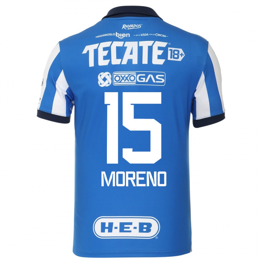Hombre Camiseta Hector Moreno #15 Azul Blanco 1ª Equipación 2023/24 La Camisa Chile