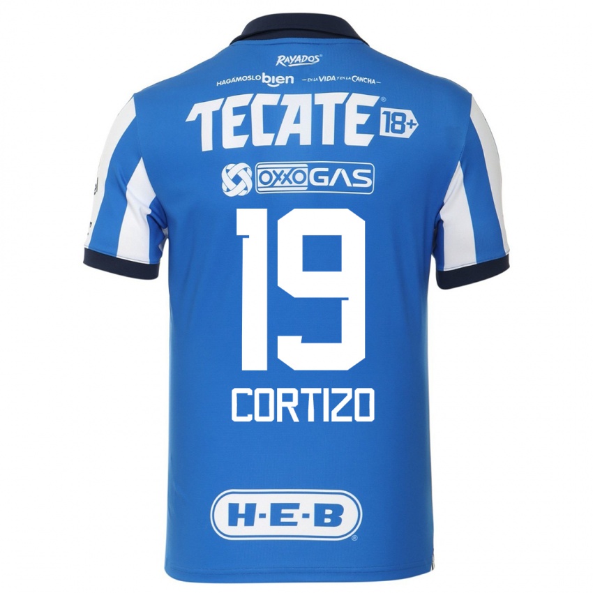 Hombre Camiseta Jordi Cortizo #19 Azul Blanco 1ª Equipación 2023/24 La Camisa Chile