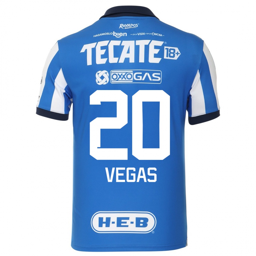 Hombre Camiseta Sebastian Vegas #20 Azul Blanco 1ª Equipación 2023/24 La Camisa Chile