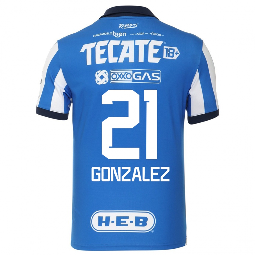 Hombre Camiseta Arturo Gonzalez #21 Azul Blanco 1ª Equipación 2023/24 La Camisa Chile