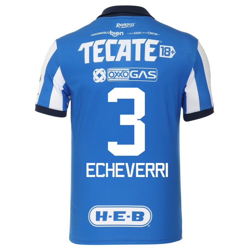 Hombre Camiseta Isabella Echeverri #3 Azul Blanco 1ª Equipación 2023/24 La Camisa Chile