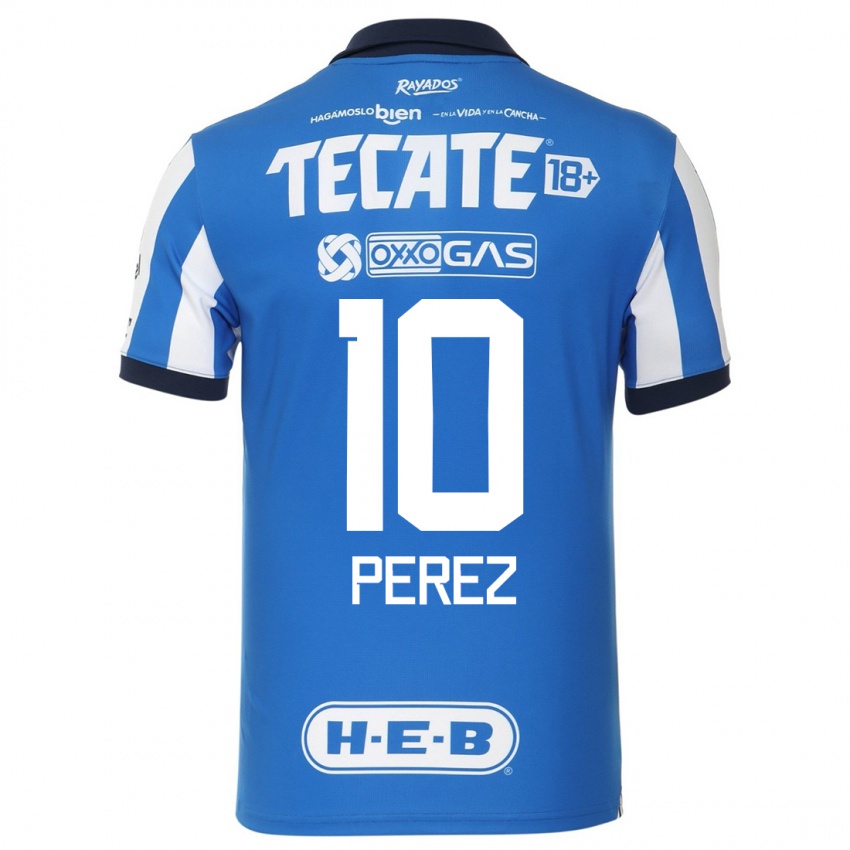 Hombre Camiseta Nicole Perez #10 Azul Blanco 1ª Equipación 2023/24 La Camisa Chile