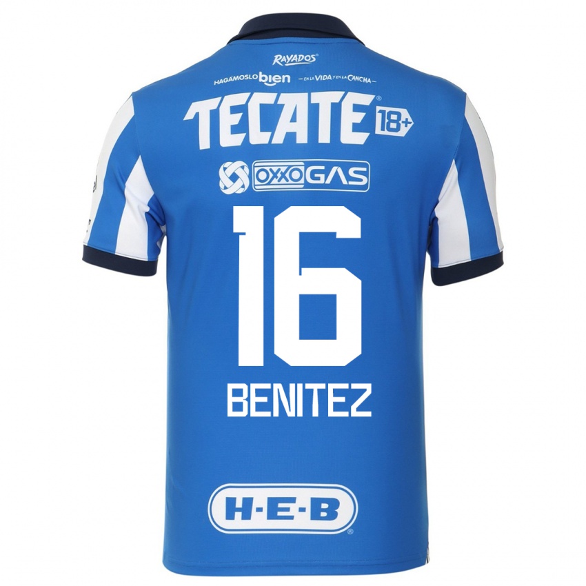 Hombre Camiseta Xanic Benitez #16 Azul Blanco 1ª Equipación 2023/24 La Camisa Chile
