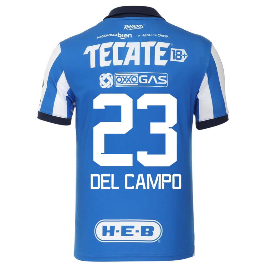 Hombre Camiseta Valeria Del Campo #23 Azul Blanco 1ª Equipación 2023/24 La Camisa Chile