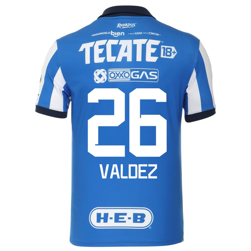 Hombre Camiseta Valeria Valdez #26 Azul Blanco 1ª Equipación 2023/24 La Camisa Chile