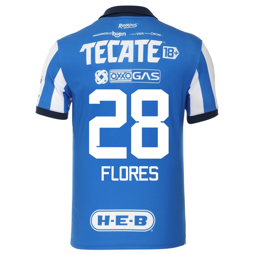 Hombre Camiseta Silvana Flores #28 Azul Blanco 1ª Equipación 2023/24 La Camisa Chile