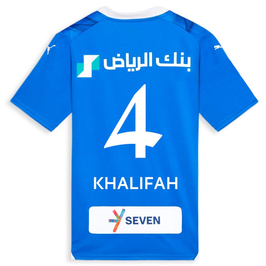 Hombre Camiseta Khalifah Al-Dawsari #4 Azul 1ª Equipación 2023/24 La Camisa Chile