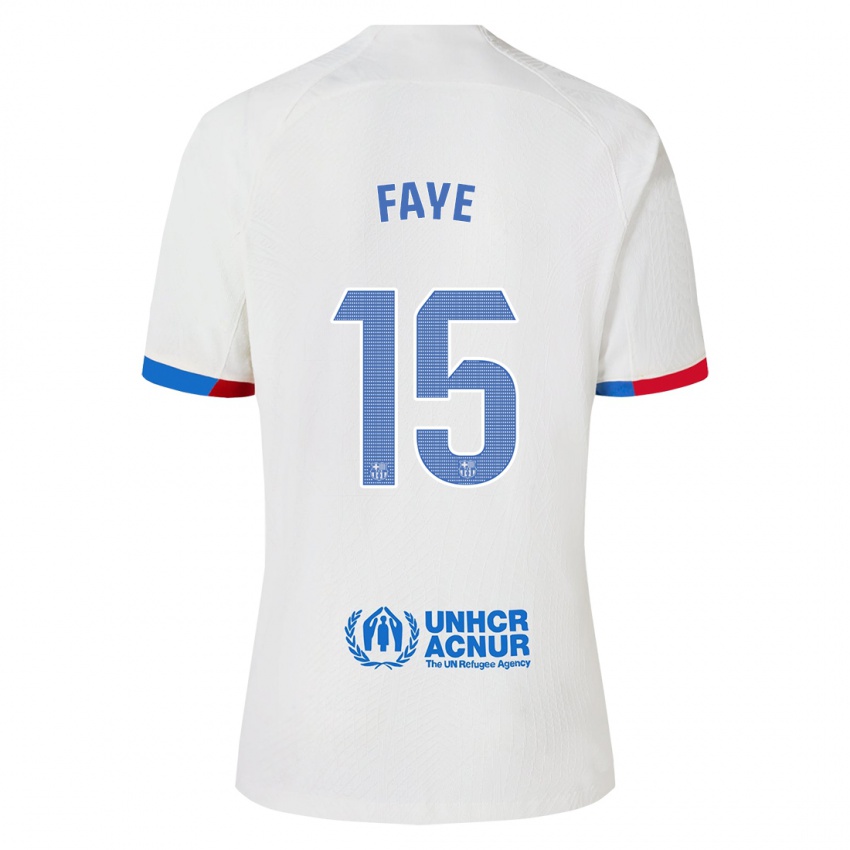 Hombre Camiseta Mikayil Faye #15 Blanco 2ª Equipación 2023/24 La Camisa Chile