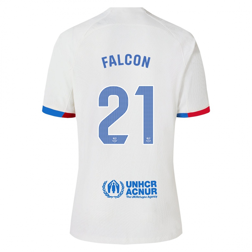 Hombre Camiseta Andrea Falcon #21 Blanco 2ª Equipación 2023/24 La Camisa Chile