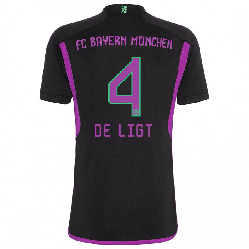 Hombre Camiseta Matthijs De Ligt #4 Negro 2ª Equipación 2023/24 La Camisa Chile