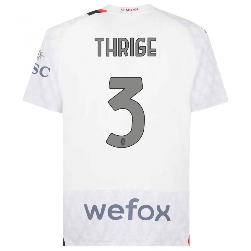 Hombre Camiseta Sara Thrige #3 Blanco 2ª Equipación 2023/24 La Camisa Chile
