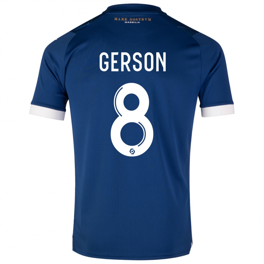 Hombre Camiseta Gerson #8 Azul Oscuro 2ª Equipación 2023/24 La Camisa Chile