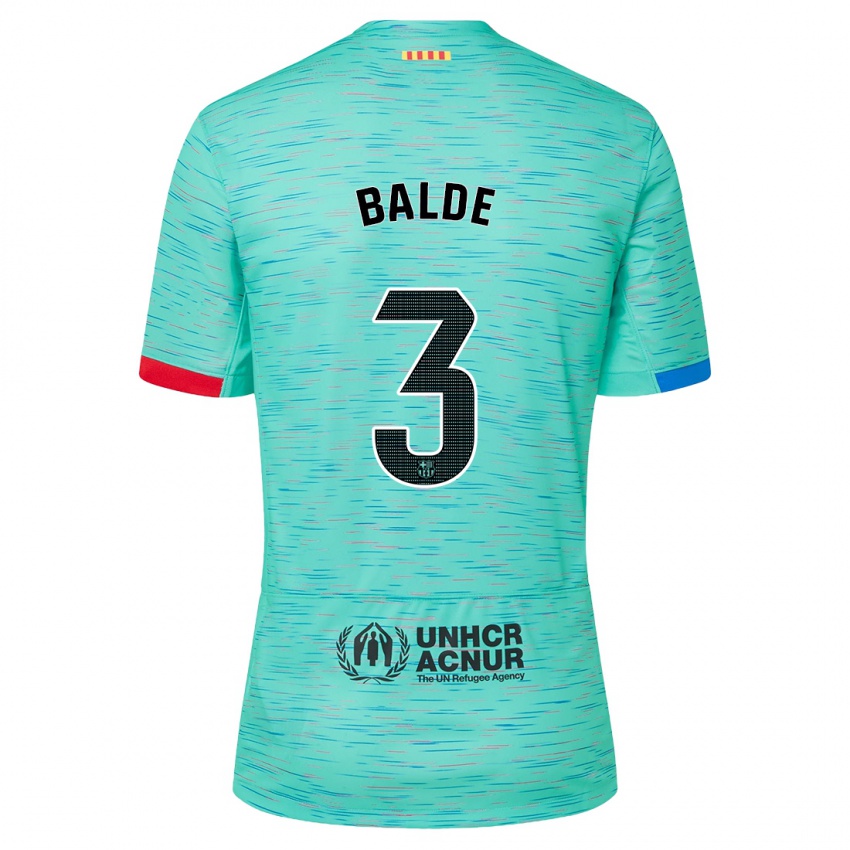 Hombre Camiseta Alejandro Balde #3 Aguamarina Clara Equipación Tercera 2023/24 La Camisa Chile