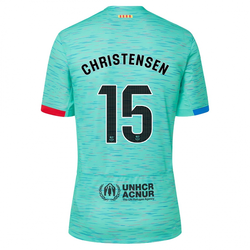 Hombre Camiseta Andreas Christensen #15 Aguamarina Clara Equipación Tercera 2023/24 La Camisa Chile