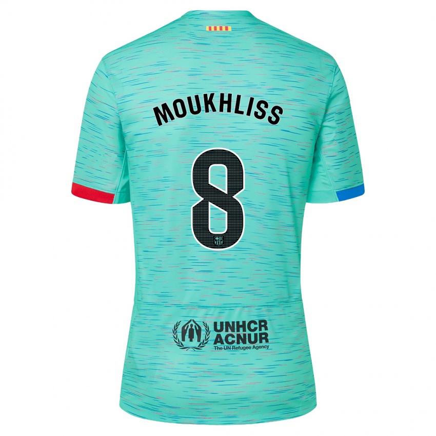 Hombre Camiseta Moha Moukhliss #8 Aguamarina Clara Equipación Tercera 2023/24 La Camisa Chile
