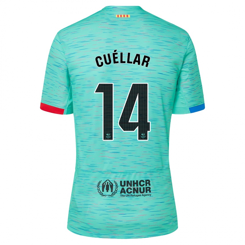 Hombre Camiseta Jaume Cuéllar #14 Aguamarina Clara Equipación Tercera 2023/24 La Camisa Chile