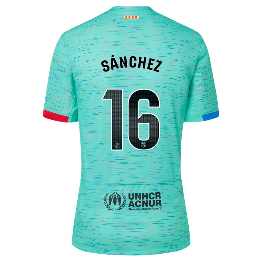 Hombre Camiseta Edu Sánchez #16 Aguamarina Clara Equipación Tercera 2023/24 La Camisa Chile