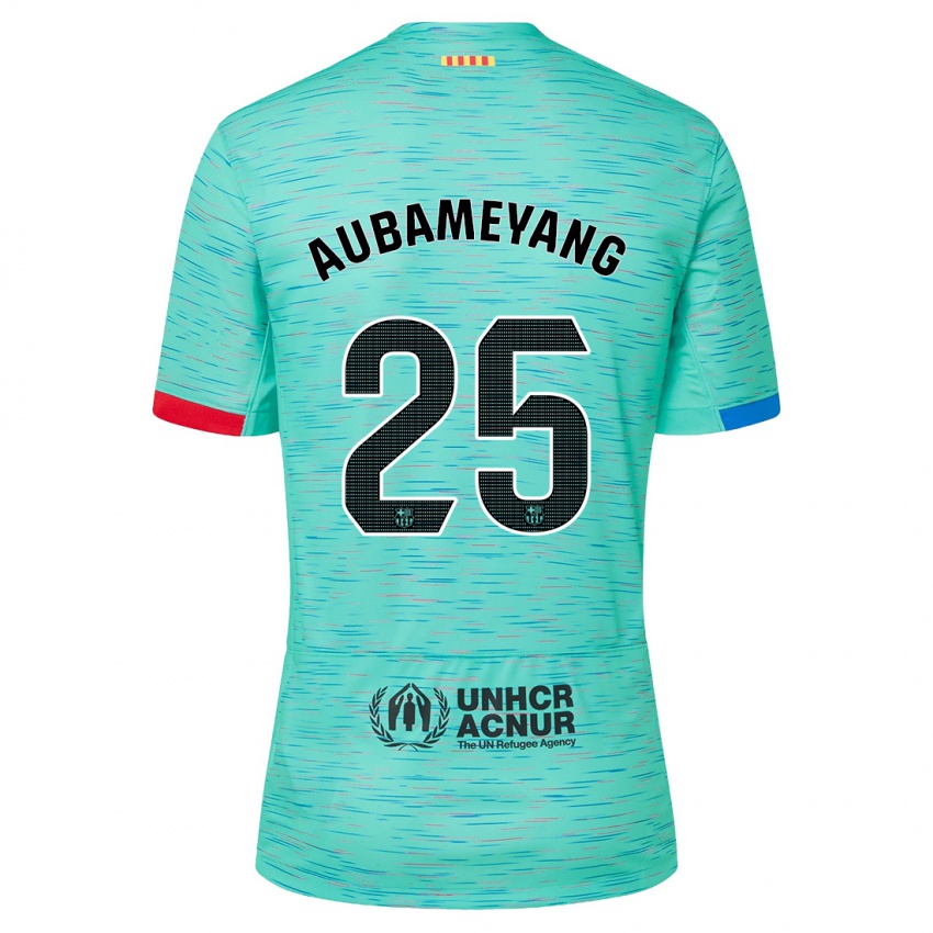 Hombre Camiseta Pierre Emerick Aubameyang #25 Aguamarina Clara Equipación Tercera 2023/24 La Camisa Chile