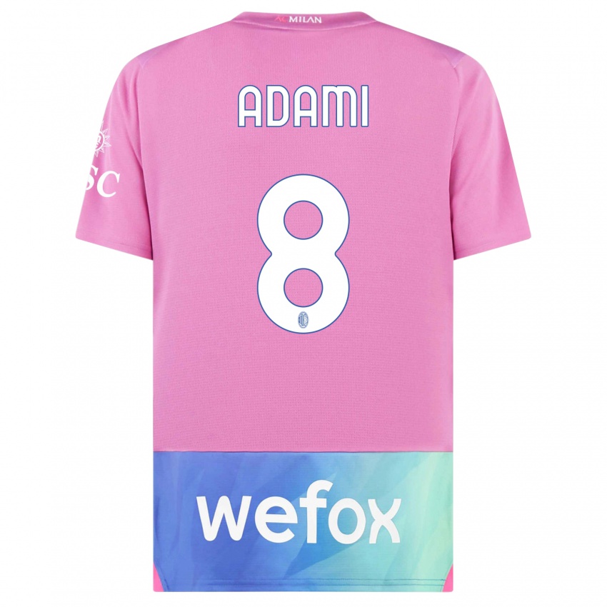 Hombre Camiseta Greta Adami #8 Rosado Morado Equipación Tercera 2023/24 La Camisa Chile