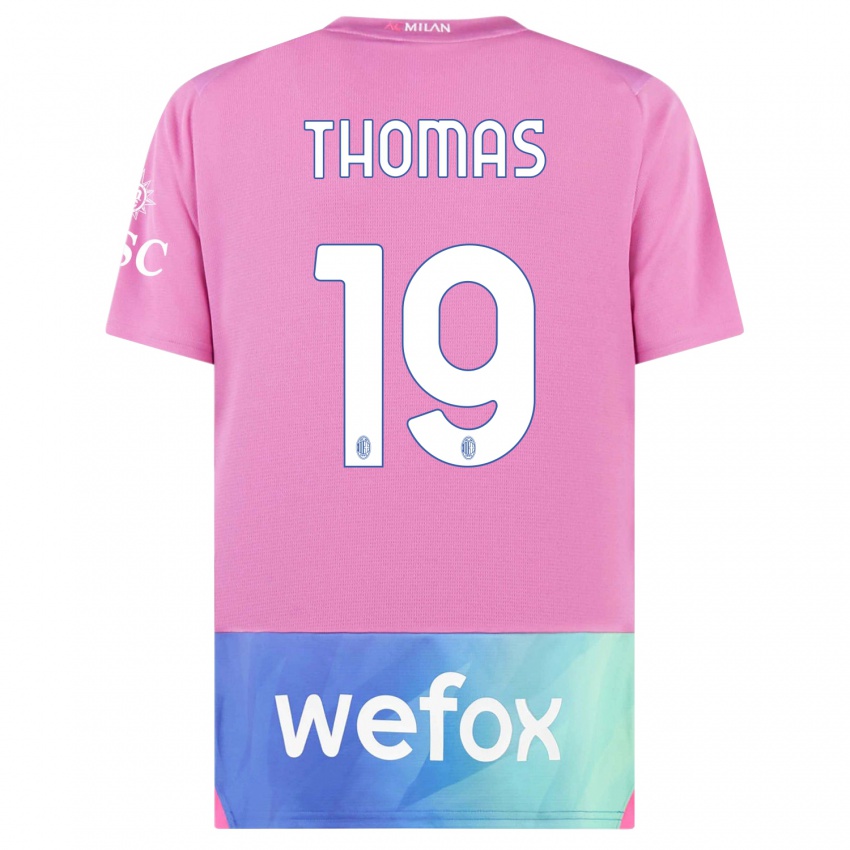 Hombre Camiseta Lindsey Thomas #19 Rosado Morado Equipación Tercera 2023/24 La Camisa Chile