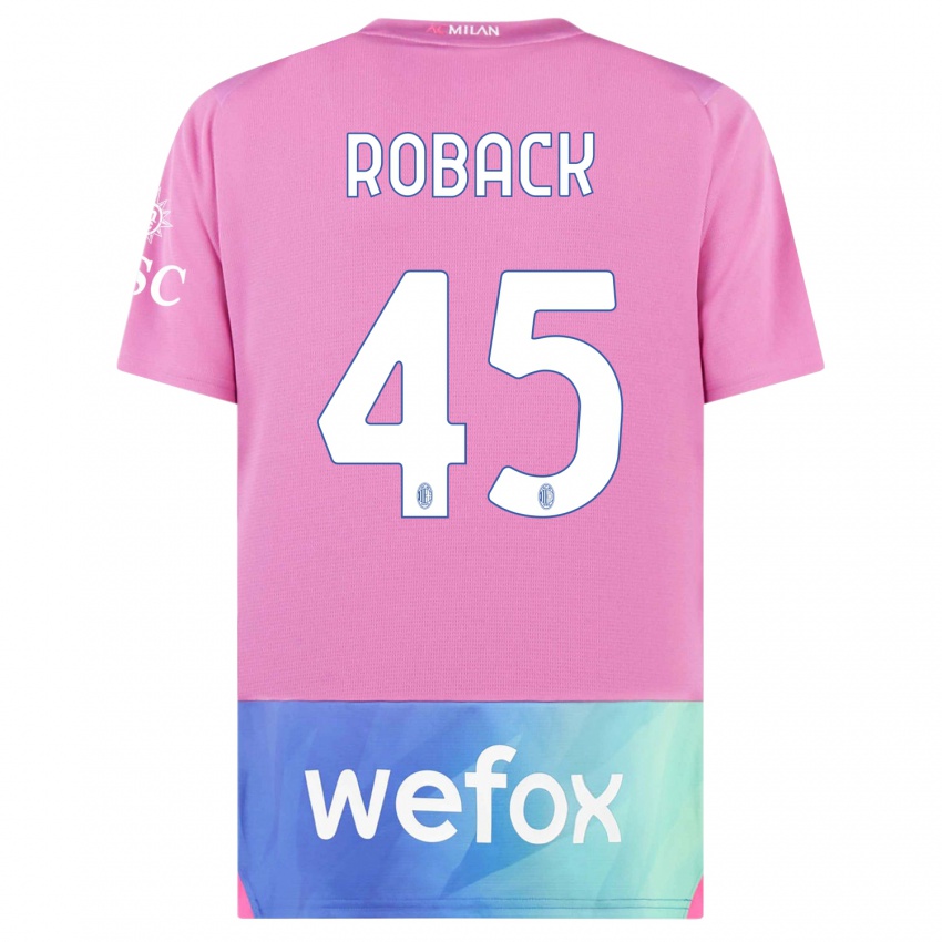 Hombre Camiseta Emil Roback #45 Rosado Morado Equipación Tercera 2023/24 La Camisa Chile