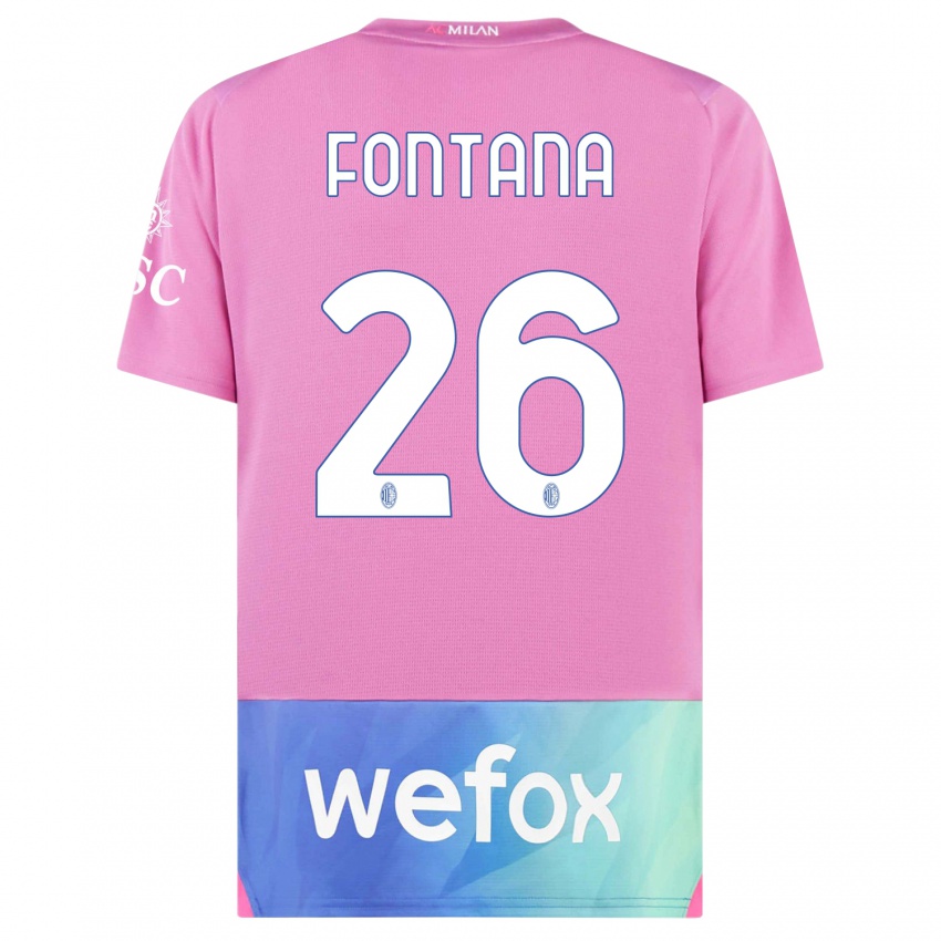 Hombre Camiseta Francesco Fontana #26 Rosado Morado Equipación Tercera 2023/24 La Camisa Chile