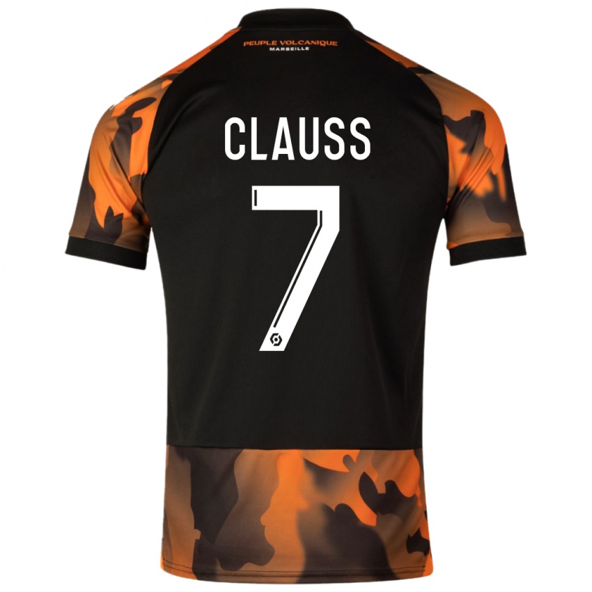 Hombre Camiseta Jonathan Clauss #7 Negro Naranja Equipación Tercera 2023/24 La Camisa Chile