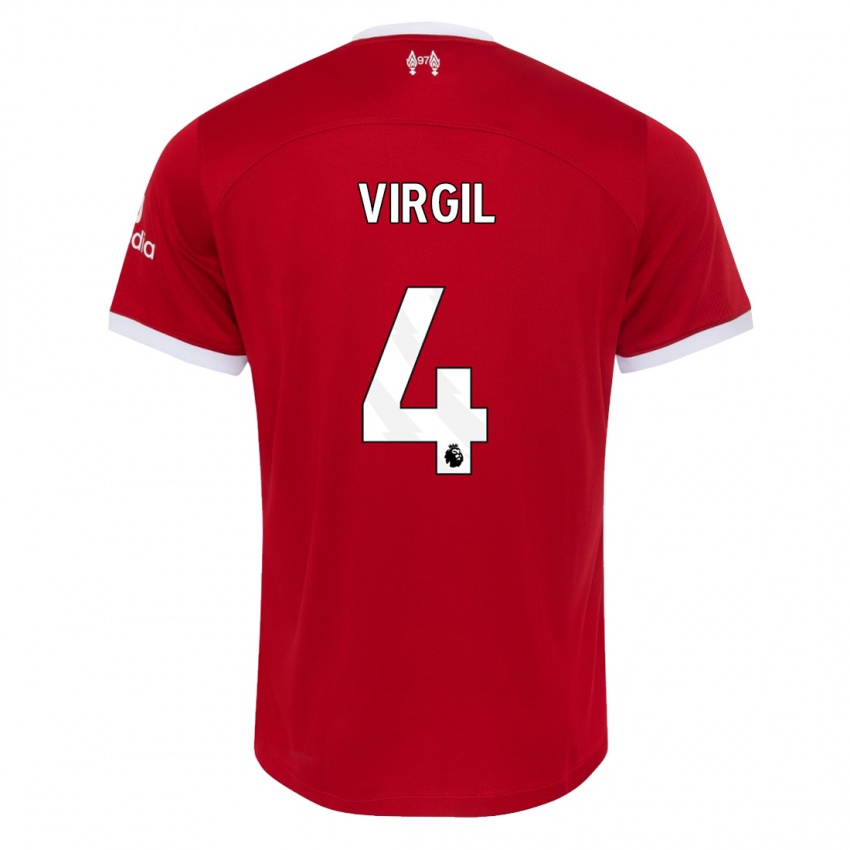 Mujer Camiseta Virgil Van Dijk #4 Rojo 1ª Equipación 2023/24 La Camisa Chile