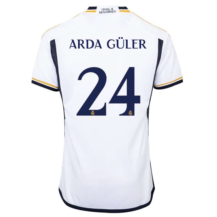 Mujer Camiseta Arda Güler #24 Blanco 1ª Equipación 2023/24 La Camisa Chile