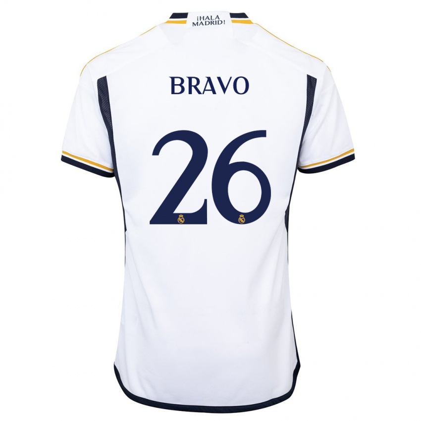 Mujer Camiseta Iker Bravo #26 Blanco 1ª Equipación 2023/24 La Camisa Chile