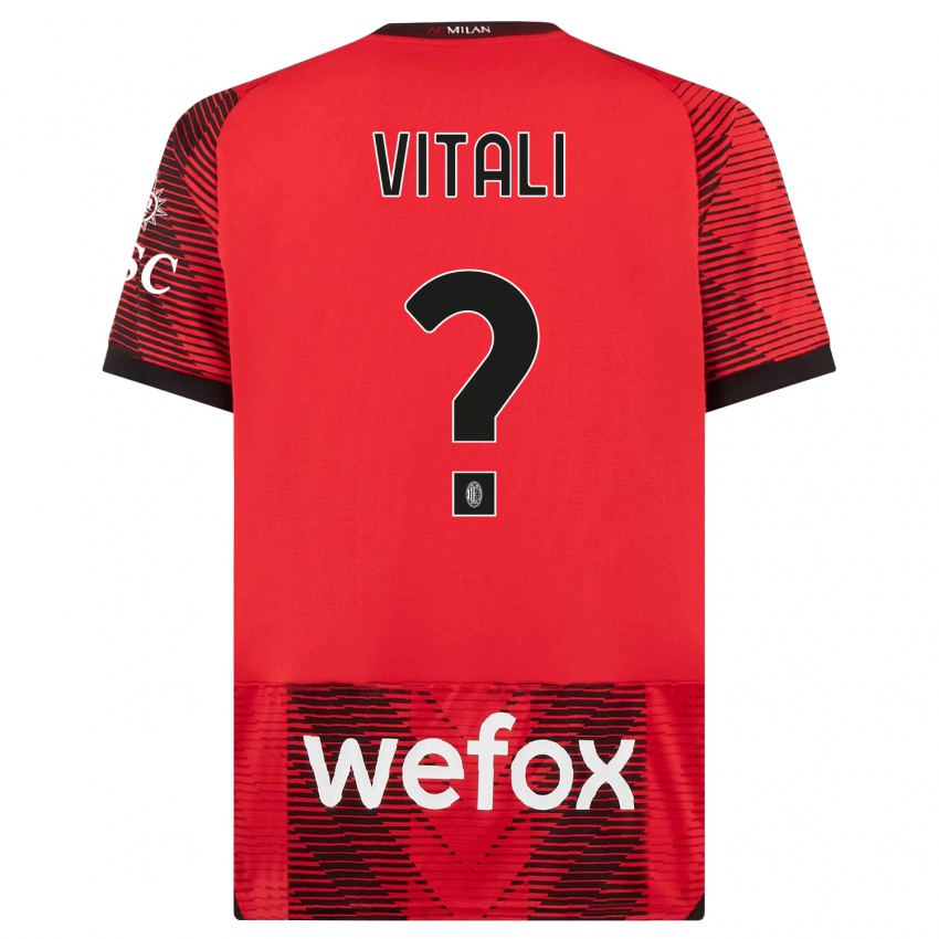 Mujer Camiseta Michael Vitali #0 Negro Rojo 1ª Equipación 2023/24 La Camisa Chile
